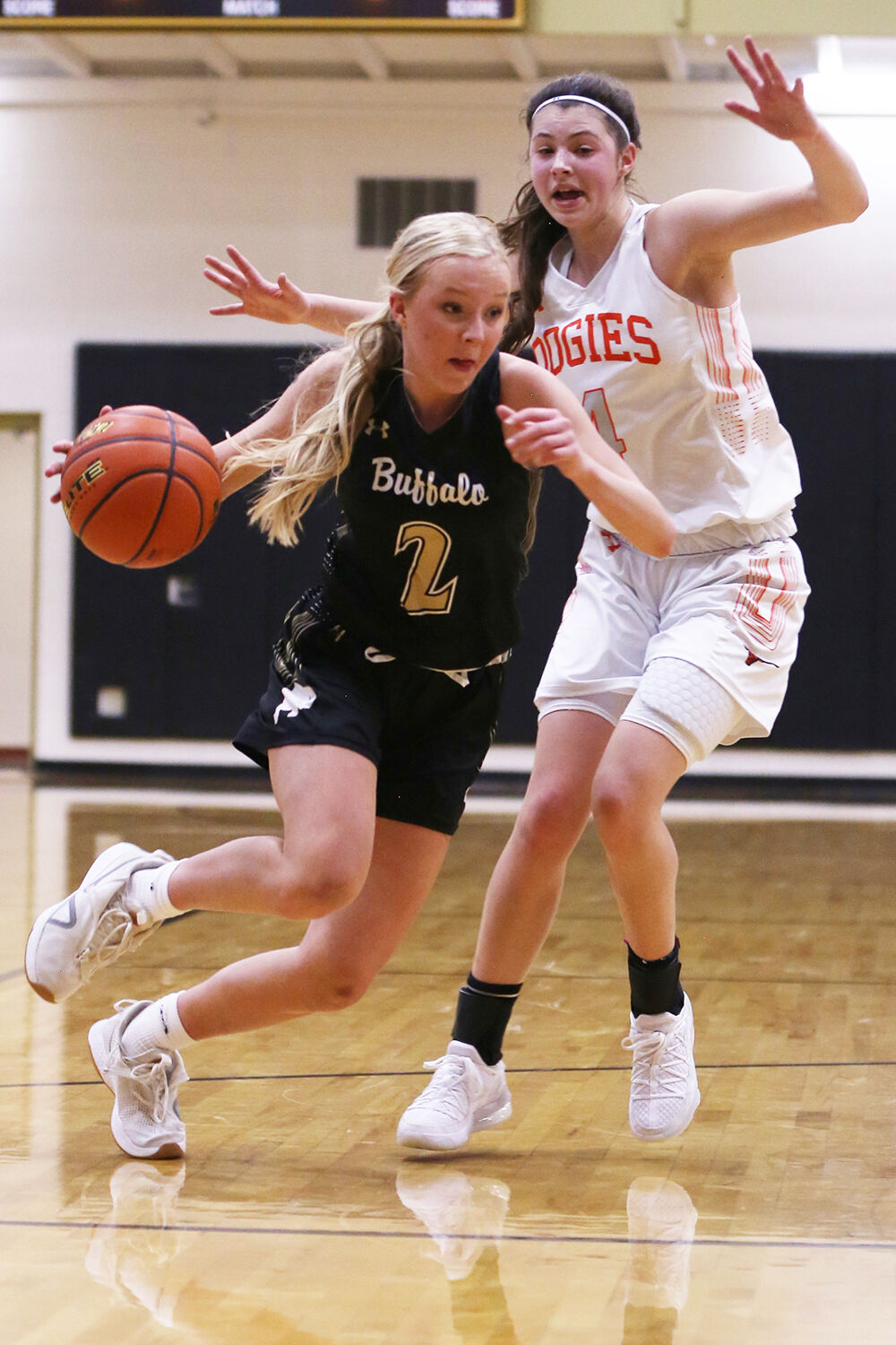 Kendall Tietjen dribbles